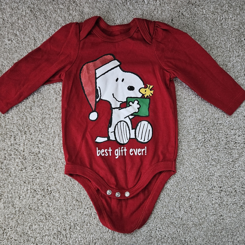 Peanuts Snoopy Red Christmas One Piece for Baby Unisex Best Gift Ever 3 months